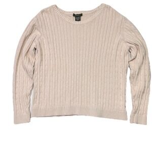 Eddie Bauer Cable Knit Sweater Womens XL Heavyweight Cotton Blend Classic